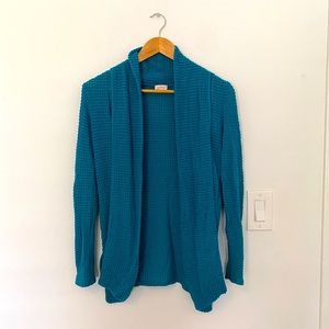 Pixley turquoise blue waffle knit cardigan sweater size small